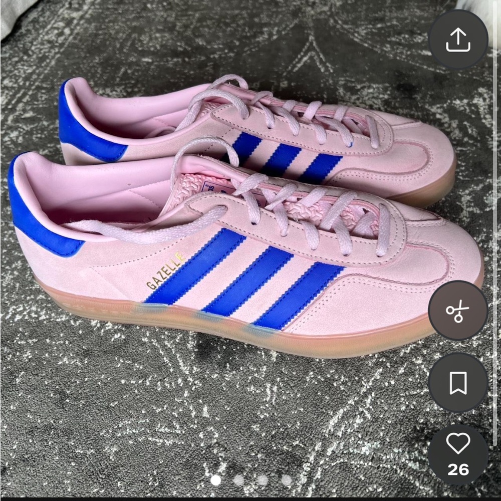 adidas Gazelle Pink Sneakers with Blue Stripes